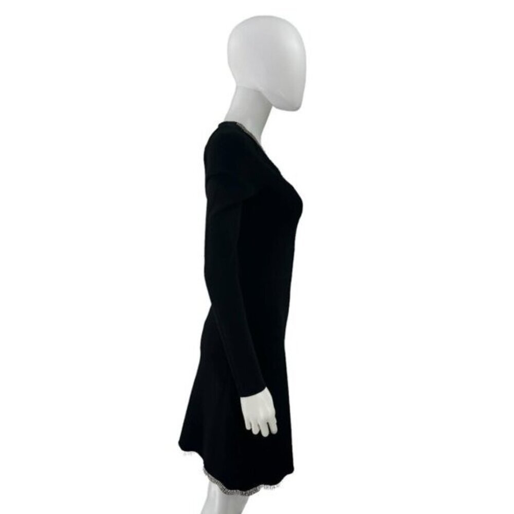 Moon River NEW Black Scalloped Edge Long Sleeve Formal Mini Dress Size S - Picture 5 of 7